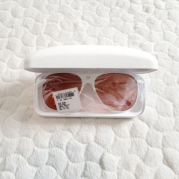 New Diane Von Furstenberg Fiona sunglasses aviators white rose nwt case designer - Picture 4 of 10